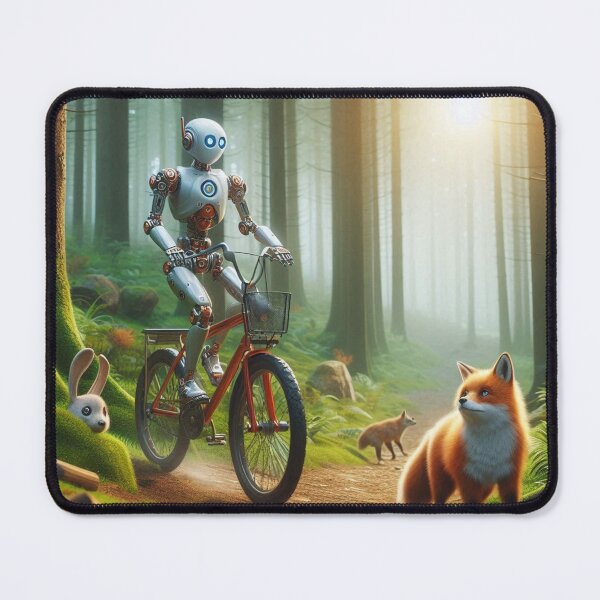 Item preview, Robot riding a bike in the woods designed and sold by Dogandesighn.