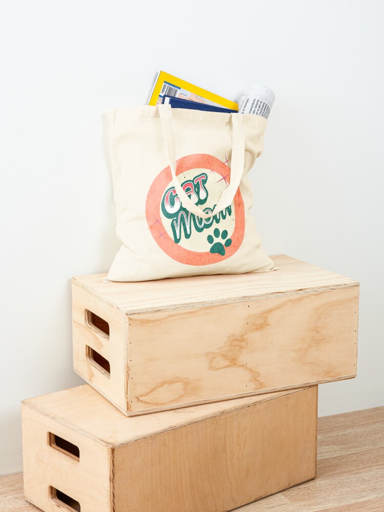 Thumbnail 4 of 5, Tote Bag, Cat Mom Retro Badge – Cute Pet Lover Design designed and sold by TnMrkl.