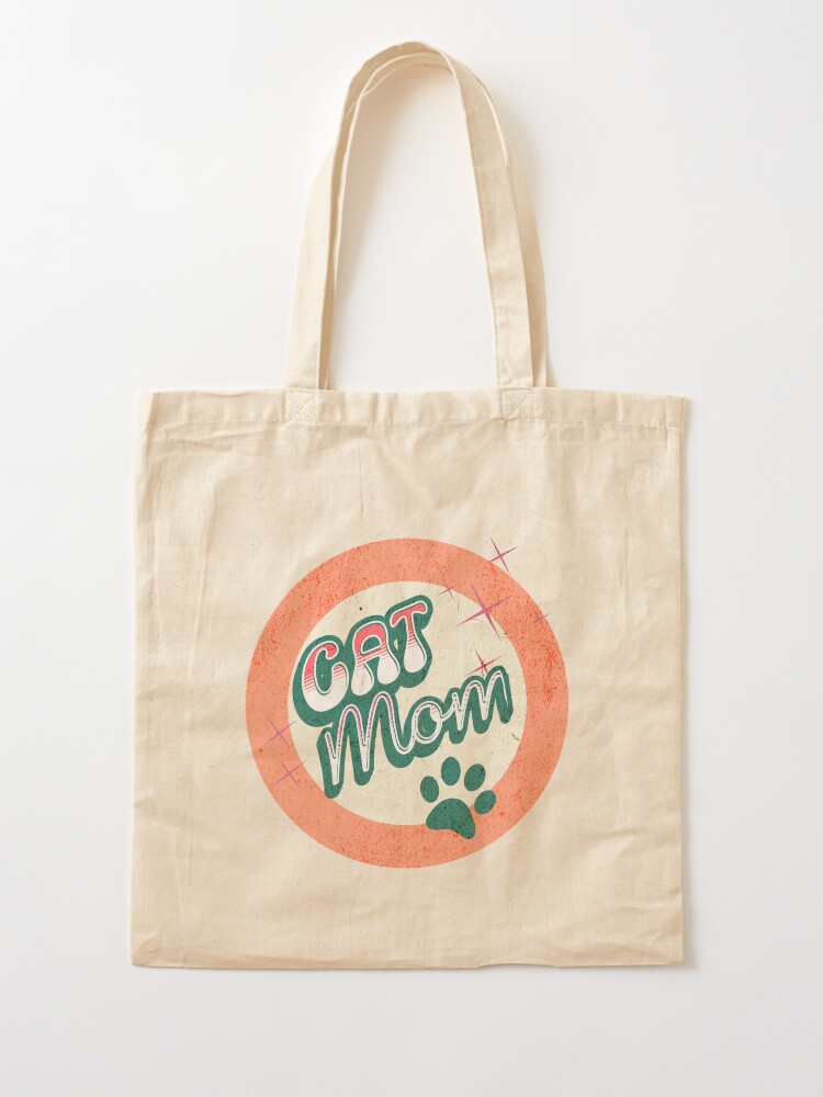 Thumbnail 2 of 5, Tote Bag, Cat Mom Retro Badge – Cute Pet Lover Design designed and sold by TnMrkl.