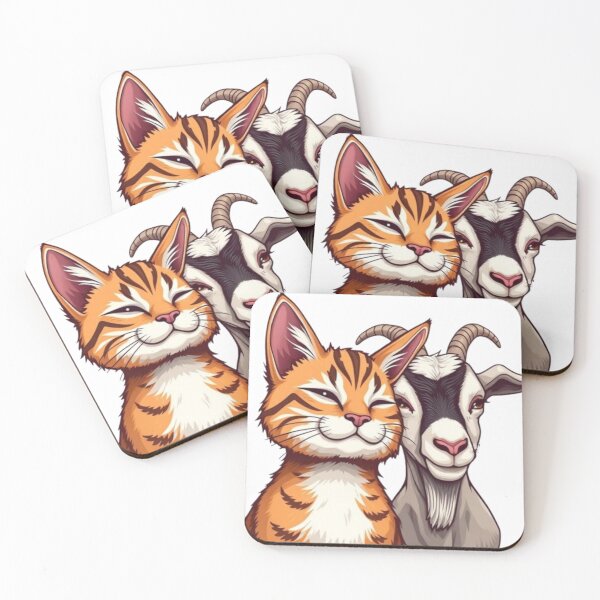 Item preview, Harmony in Contrast: Cat and Goat Duo designed and sold by SpazticGoat.