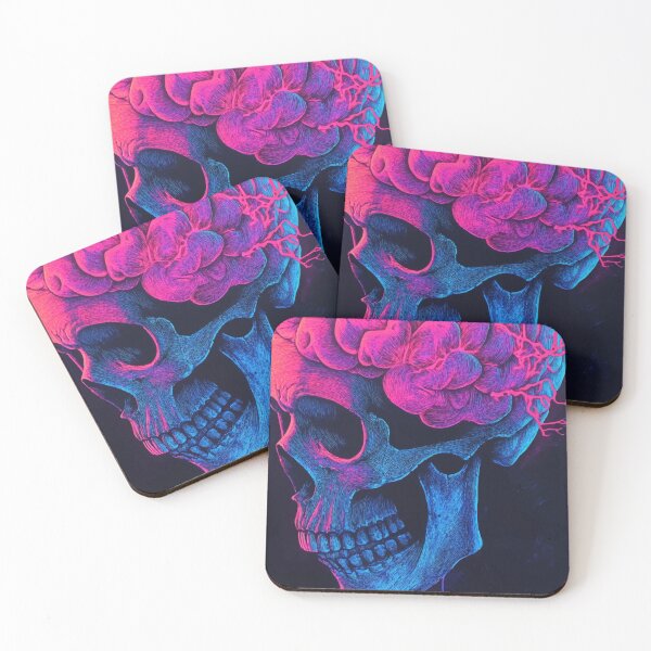 Item preview, Cyberpunk Neon Skull and Brain - Futuristic Tattoo Design designed and sold by Moss and Moon Studio.