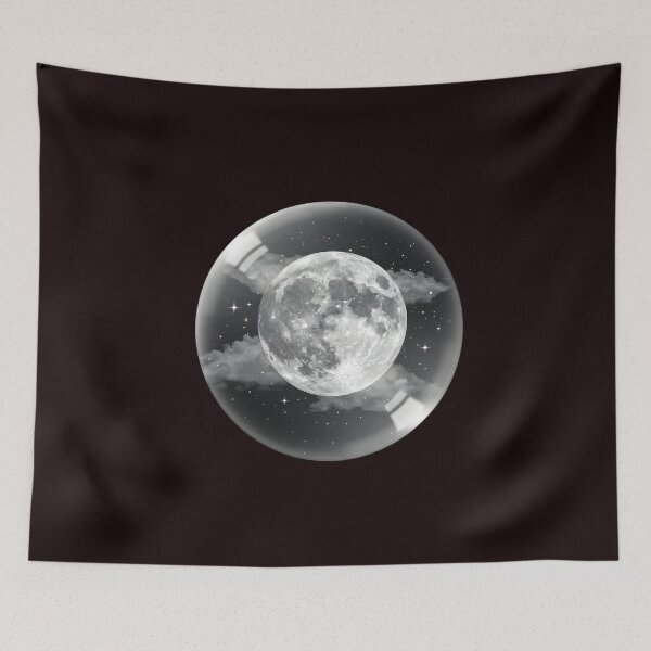 Item preview, Transparent Glass Sphere with Moon, Stars, and Clouds – A Stunning Celestial Artwork designed and sold by Unlimited-Style.