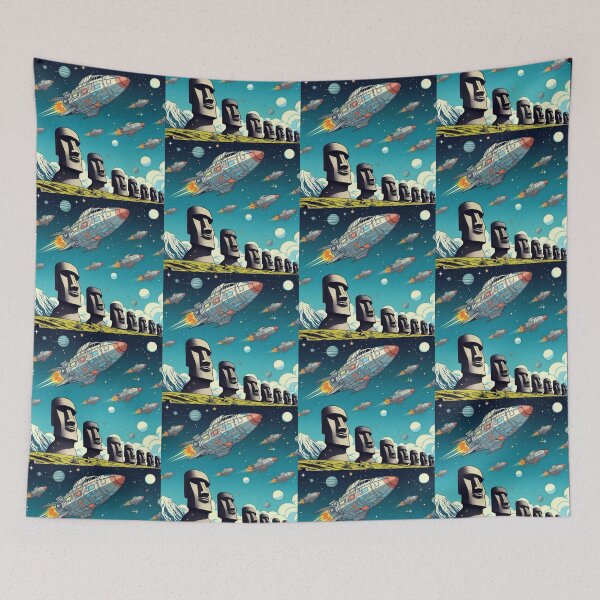 Item preview, Easter Island Statues and Spaceships designed and sold by Dogandesighn.