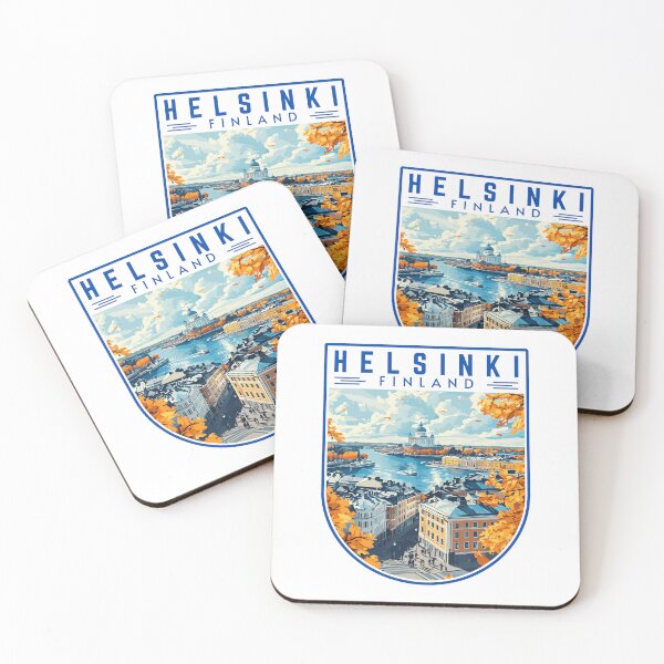 Item preview, Helsinki in Finland Retro Travel Art Badge designed and sold by MaateoDesign.