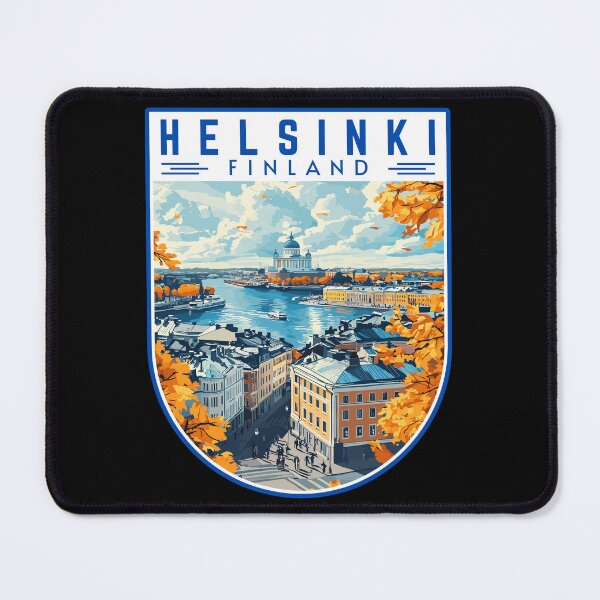 Item preview, Helsinki in Finland Retro Travel Art Badge designed and sold by MaateoDesign.