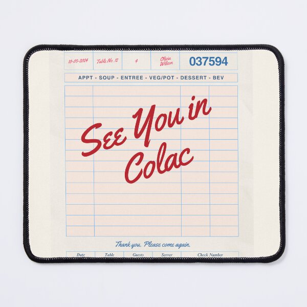 Item preview, See You in Colac - Vintage Diner Guest Check Travel Print designed and sold by RM-Journey.