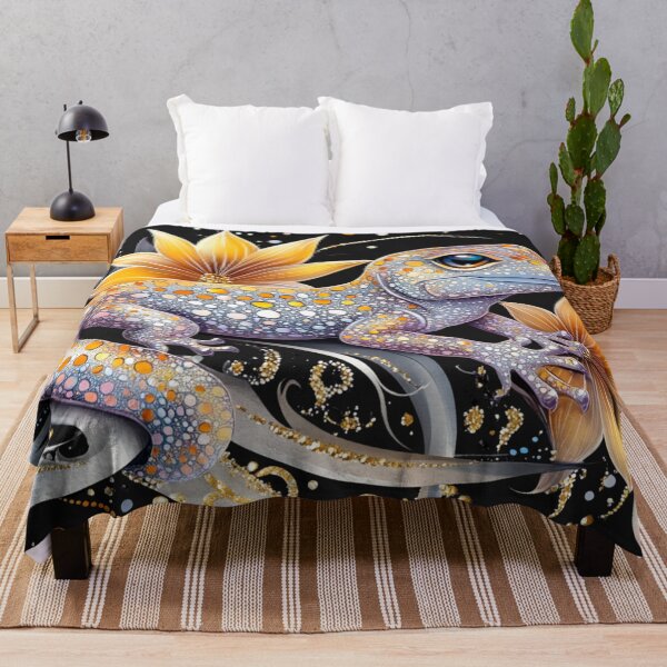 Item preview, Jewel Gecko with Golden Flowers – Vibrant Fantasy Reptile Art designed and sold by Cris888.