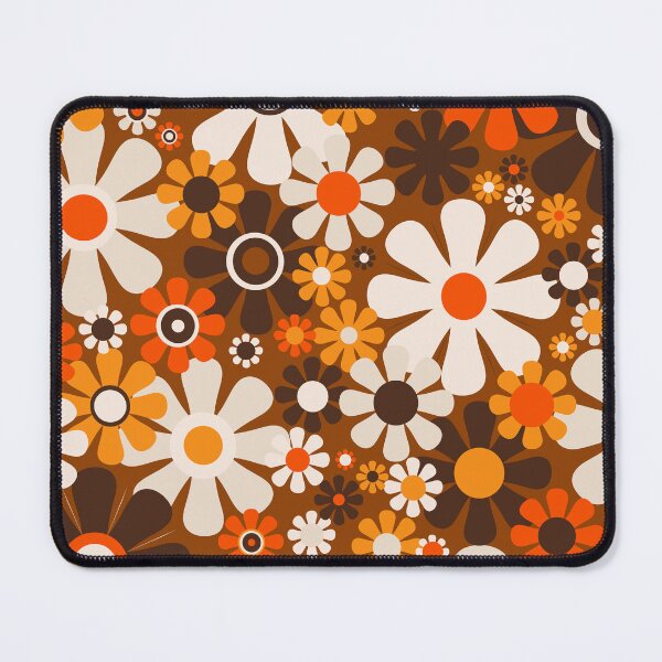 Item preview, Retro Garden Flowers Groovy 1970s Floral Pattern in 70s Brown and Orange designed and sold by kierkegaard.