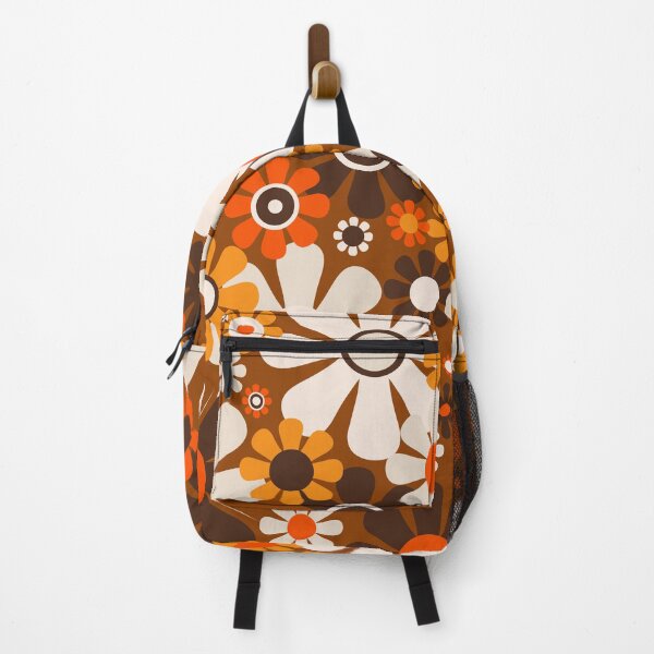Item preview, Retro Garden Flowers Groovy 1970s Floral Pattern in 70s Brown and Orange designed and sold by kierkegaard.
