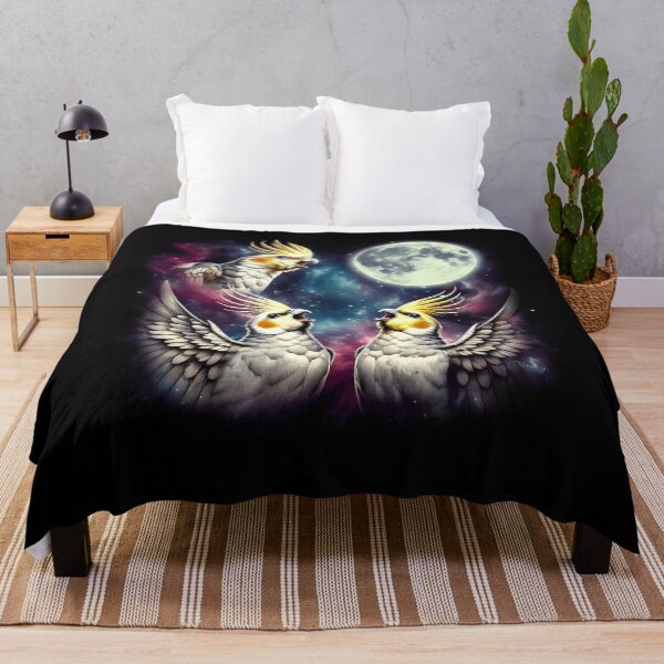 Item preview, Three Cockatiels Howling at Moon Funny Weird Cursed Meme Parrot Lover designed and sold by Kimberley King Art King Art.