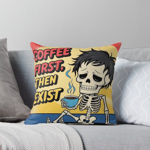 Artikelvorschau, Kaffee zuerst, dann existieren – Lustige Skelett-Kaffeeliebhaber-Kunst entworfen und verkauft von maxzTrendz.