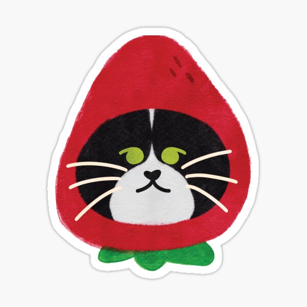 Strawberry Cat - Tuxedo Sticker