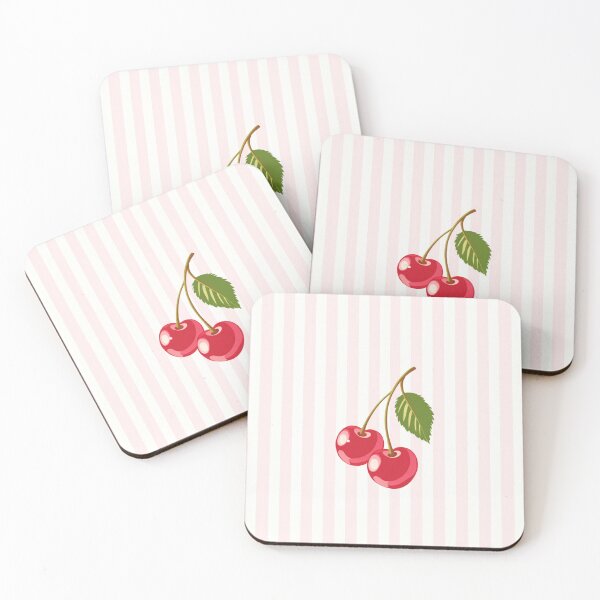 Item preview, Retro Cherries Delight Pink White Stripes designed and sold by UtArt.