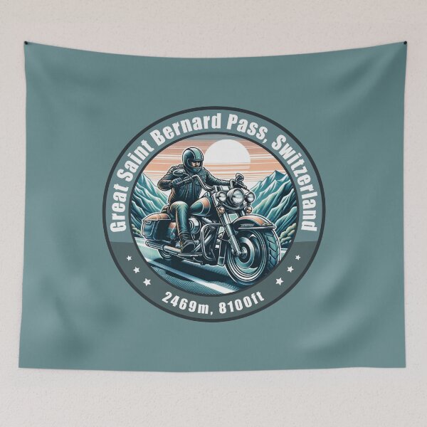 Item preview, Great St. Bernard Pass Switzerland Vintage Motorcycling Design designed and sold by CynthiaGraphics.