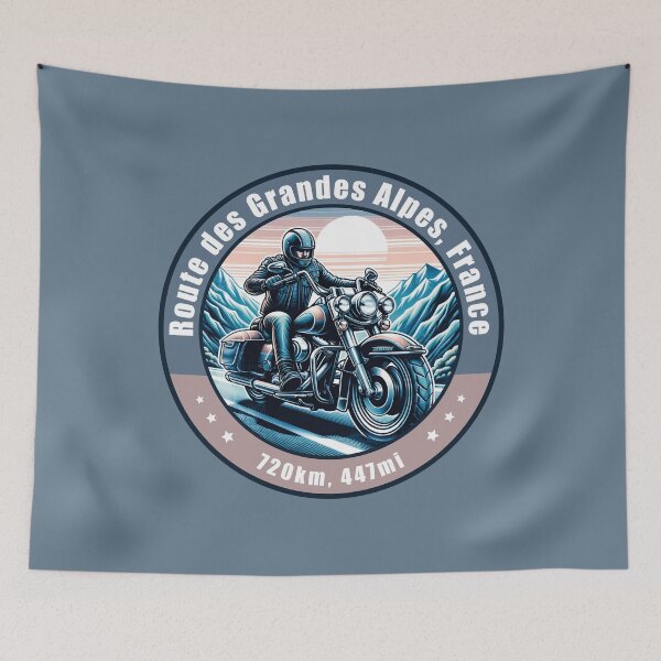 Item preview, Route des Grandes Alpes France Vintage Motorcycling Design designed and sold by CynthiaGraphics.