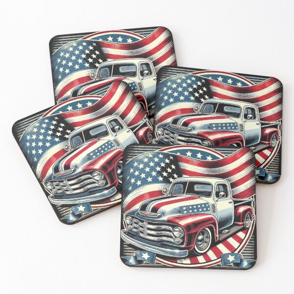 Item preview, Classic American truck with American flag designed and sold by Red, White & Blue Glory.