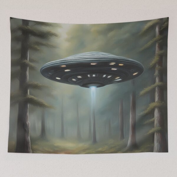 Item preview, Cute UFO in Forest designed and sold by CalmnessbyChoice.