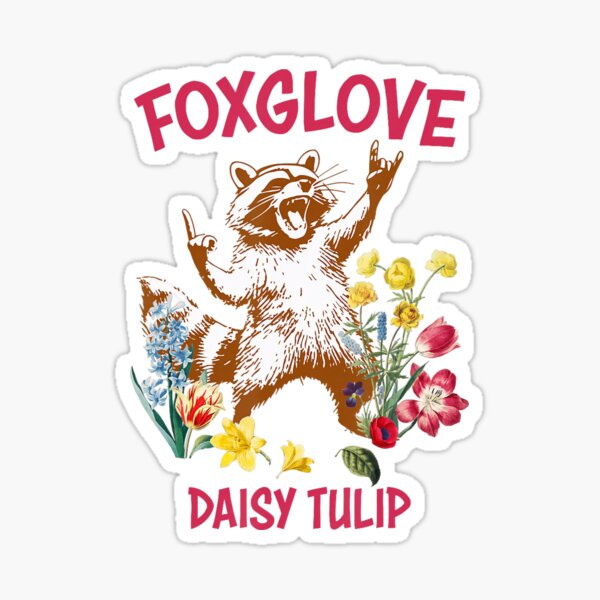 Artikel-Vorschau von Fingerhut Gänseblümchen Tulpe Lustiger Waschbär, designt und verkauft von Galactic-Sketch.
