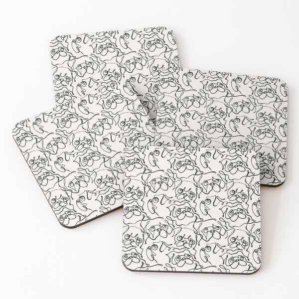 Item preview, One Line Pug Seamless Pattern designed and sold by Huebucket.