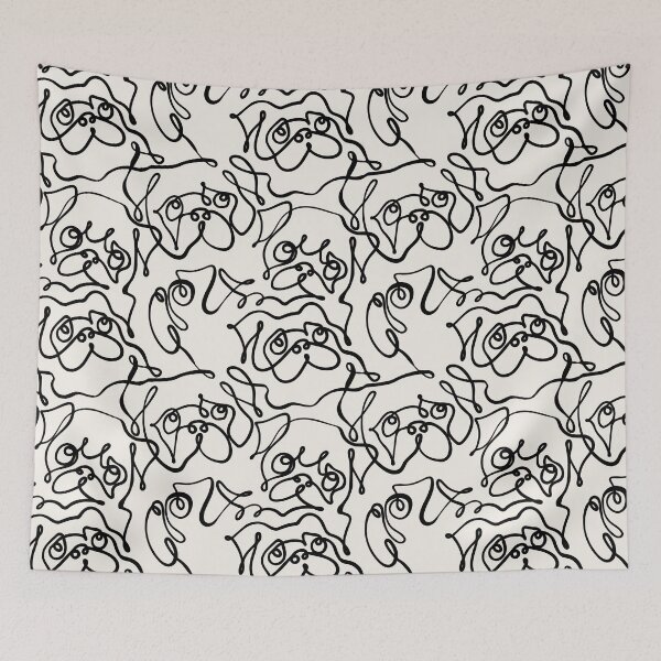 Item preview, One Line Pug Seamless Pattern designed and sold by Huebucket.