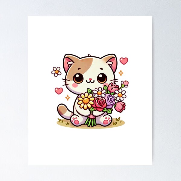 Item preview, flower cat designed and sold by PawPrintParade.