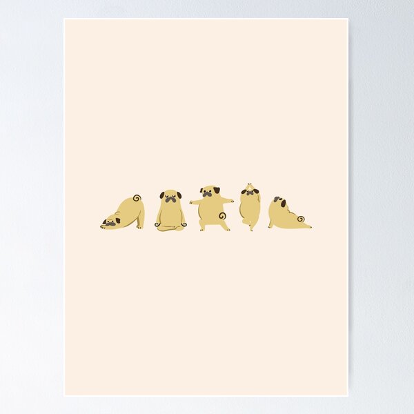Item preview, Pug yoga pose minimal designed and sold by Huebucket.