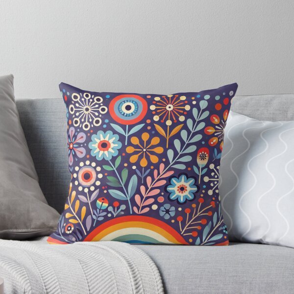 Item preview, Scandinavian Folk Art Rainbow – Colourful Florals and Purple by heidiannemorris designed and sold by FOLK ART FUSION.