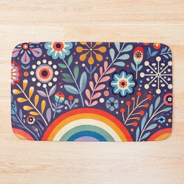 Item preview, Scandinavian Folk Art Rainbow – Colourful Florals and Purple by heidiannemorris designed and sold by FOLK ART FUSION.