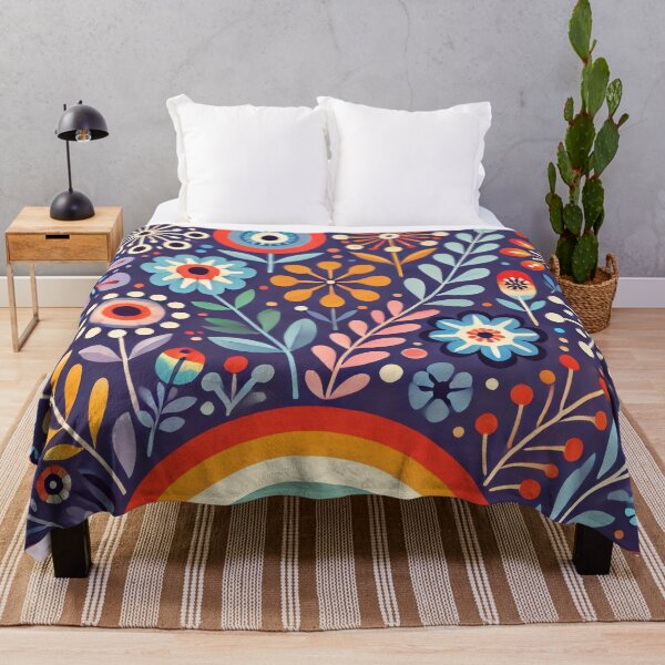 Item preview, Scandinavian Folk Art Rainbow – Colourful Florals and Purple by heidiannemorris designed and sold by FOLK ART FUSION.