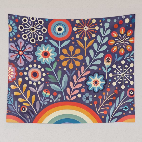 Item preview, Scandinavian Folk Art Rainbow – Colourful Florals and Purple by heidiannemorris designed and sold by FOLK ART FUSION.