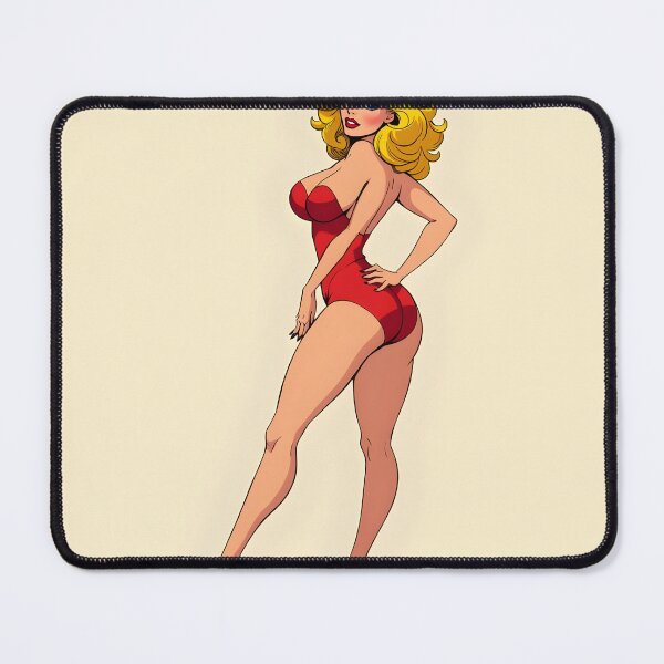 Item preview, Retro Pin-Up Blonde in Red Outfit and Heels designed and sold by Emilia-Design.