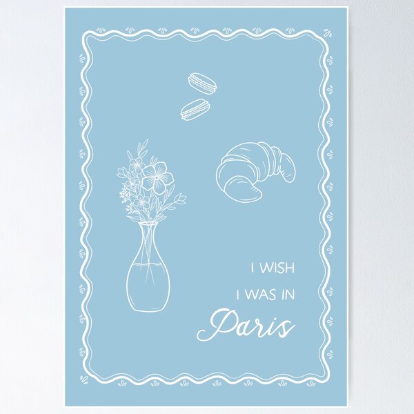 Item preview, I wish I was in Paris Blue Croissant Illustration designed and sold by Ditsy & Stitch.