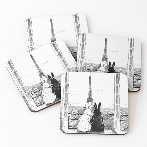 Item preview, Two Easter bunny  watching Paris Eiffel tower,  Easter art, animal wall art, nursery decoration, Easter DIY designed and sold by Coolparrotgirl.