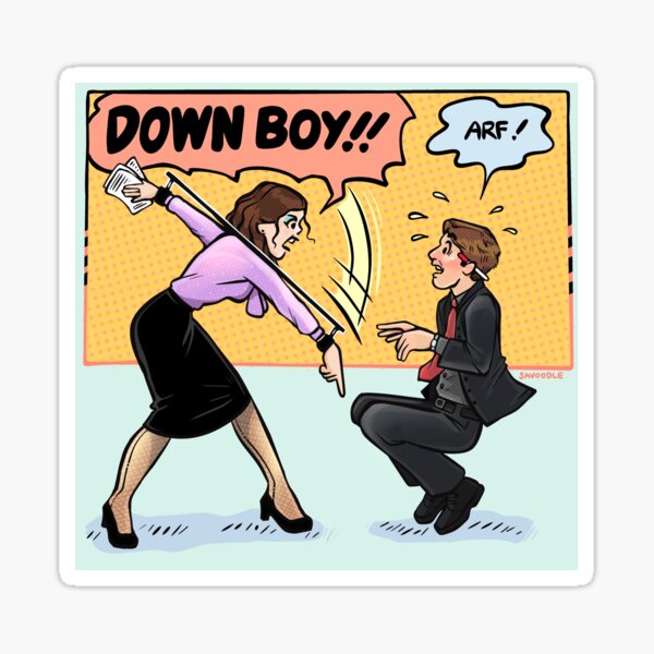Vista previa del artículo con la obra «Pegatina de la secretaria (2002) Down Boy», diseñado y vendido por Savoodle.