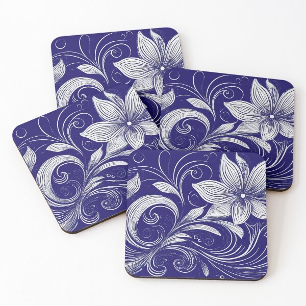 Item preview, White Line Drawing Flowers and Swirls designed and sold by Kathy Weaver.