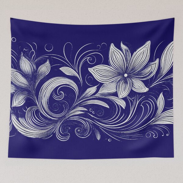 Item preview, White Line Drawing Flowers and Swirls designed and sold by Kathy Weaver.