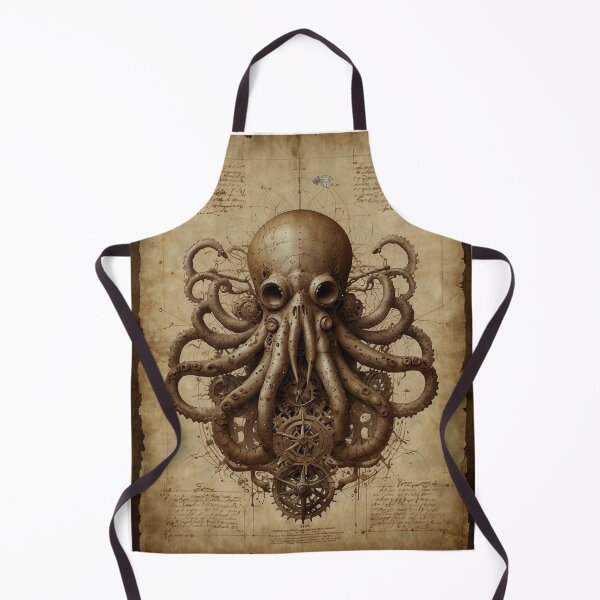 Item preview, Da Vinci's Kraken - Steampunk Biomechanical Sea Monster Technical Drawing designed and sold by WeirdlyWorn.