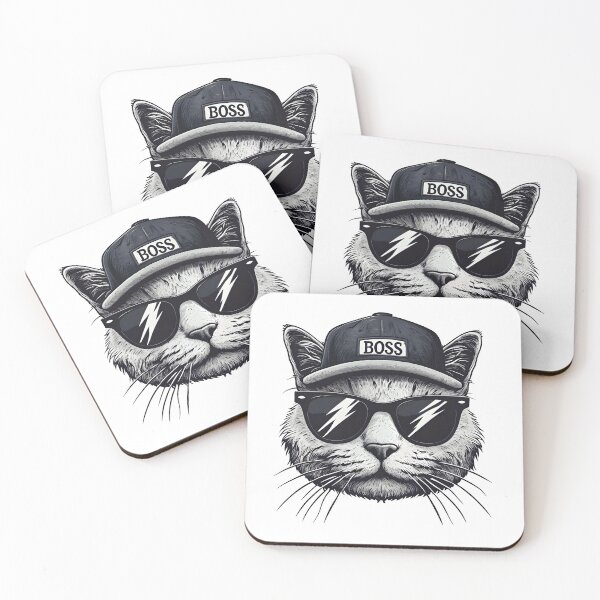 Item preview, Boss Cat - Cool Funny Cat Design for Pet Lovers & Feline Fans | Black and White Art designed and sold by Hype & Hue.
