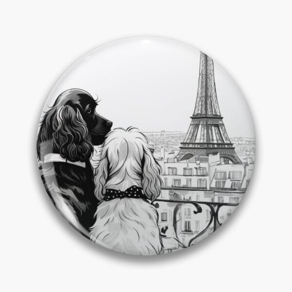 Item preview, Two Easter cocker spaniel dog watching Paris Eiffel tower,  Easter dog wallpaper, easter dog picture, designed and sold by Coolparrotgirl.