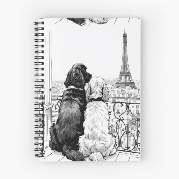 Item preview, Two Easter cocker spaniel dog watching Paris Eiffel tower,  Easter dog wallpaper, easter dog picture, designed and sold by Coolparrotgirl.