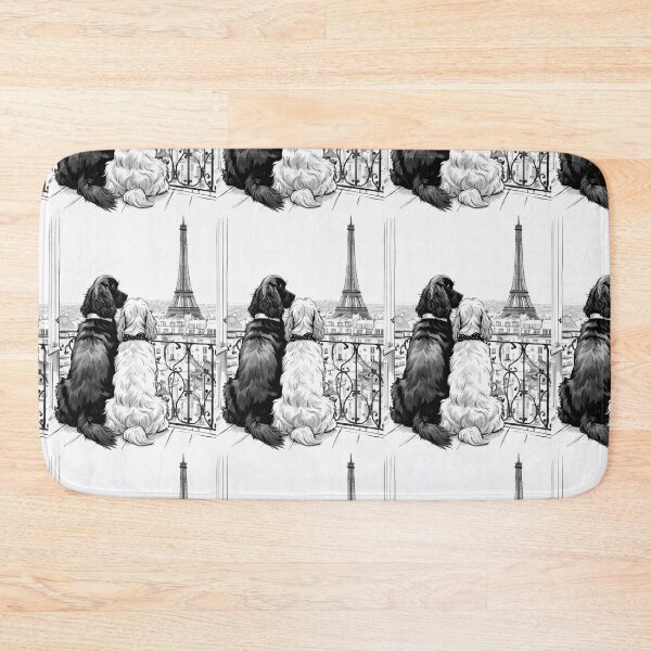 Item preview, Two Easter cocker spaniel dog watching Paris Eiffel tower,  Easter dog wallpaper, easter dog picture, designed and sold by Coolparrotgirl.