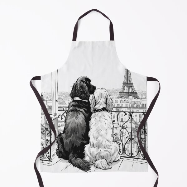 Item preview, Two Easter cocker spaniel dog watching Paris Eiffel tower,  Easter dog wallpaper, easter dog picture, designed and sold by Coolparrotgirl.