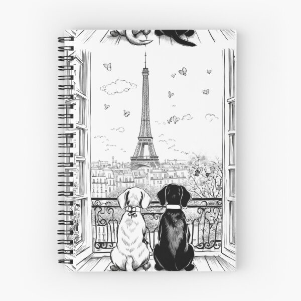 Item preview, Two Easter cocker spaniel puppy dog watching Paris Eiffel tower,  Easter dog wallpaper, easter dog picture, designed and sold by Coolparrotgirl.