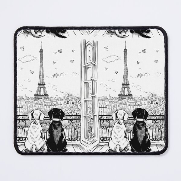 Item preview, Two Easter cocker spaniel puppy dog watching Paris Eiffel tower,  Easter dog wallpaper, easter dog picture, designed and sold by Coolparrotgirl.