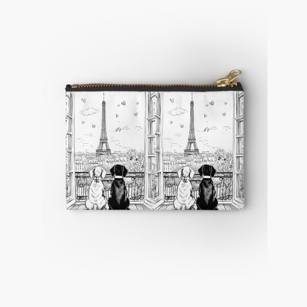Item preview, Two Easter cocker spaniel puppy dog watching Paris Eiffel tower,  Easter dog wallpaper, easter dog picture, designed and sold by Coolparrotgirl.