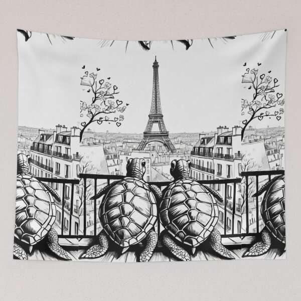 Item preview, Two Easter turtle watching Paris Eiffel tower,  Easter turtle wallpaper, easter turtle picture, designed and sold by Coolparrotgirl.