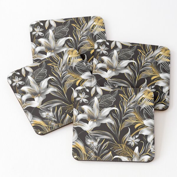 Item preview, Magical Plants Black Gold Silver designed and sold by Eclectic Monkey.