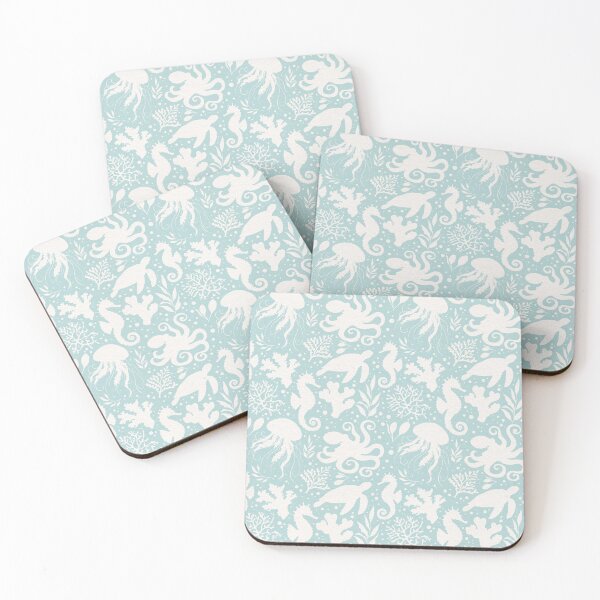 Item preview, Ocean Elegance Silhouettes on Teal Background designed and sold by AmySevArts.