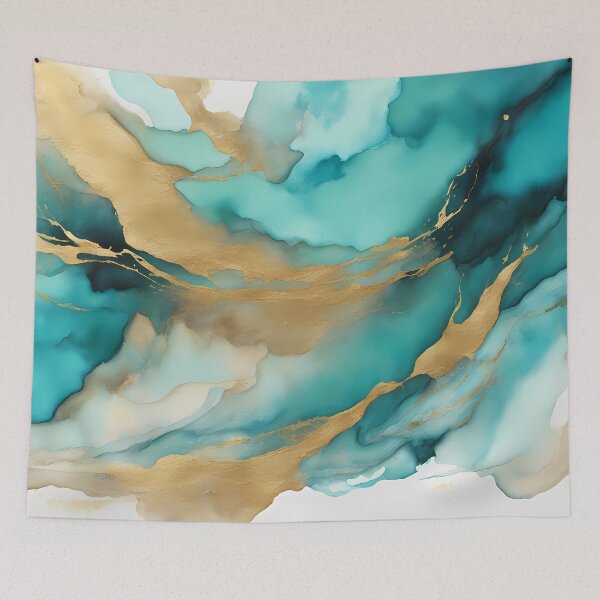 Item preview, Abstract Turquoise Gold designed and sold by CalmnessbyChoice.