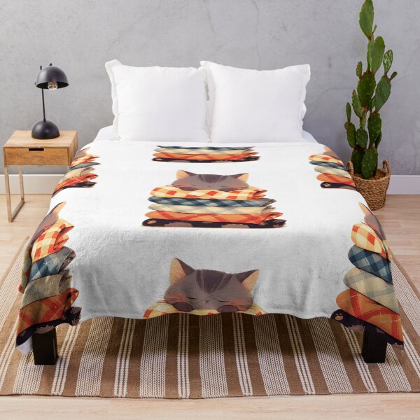 Item preview, Cat sleeping on a pile of quilts designed and sold by MendaciousMina.
